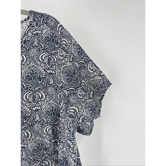 Rachel Zoe 100% Linen Boxy Floral Short Sleeve T Shirt Size 1X Plus Coastal - Picture 3 of 9